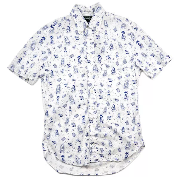 Gitman Vintage - "Good Luck" Short-Sleeve Shirt - White