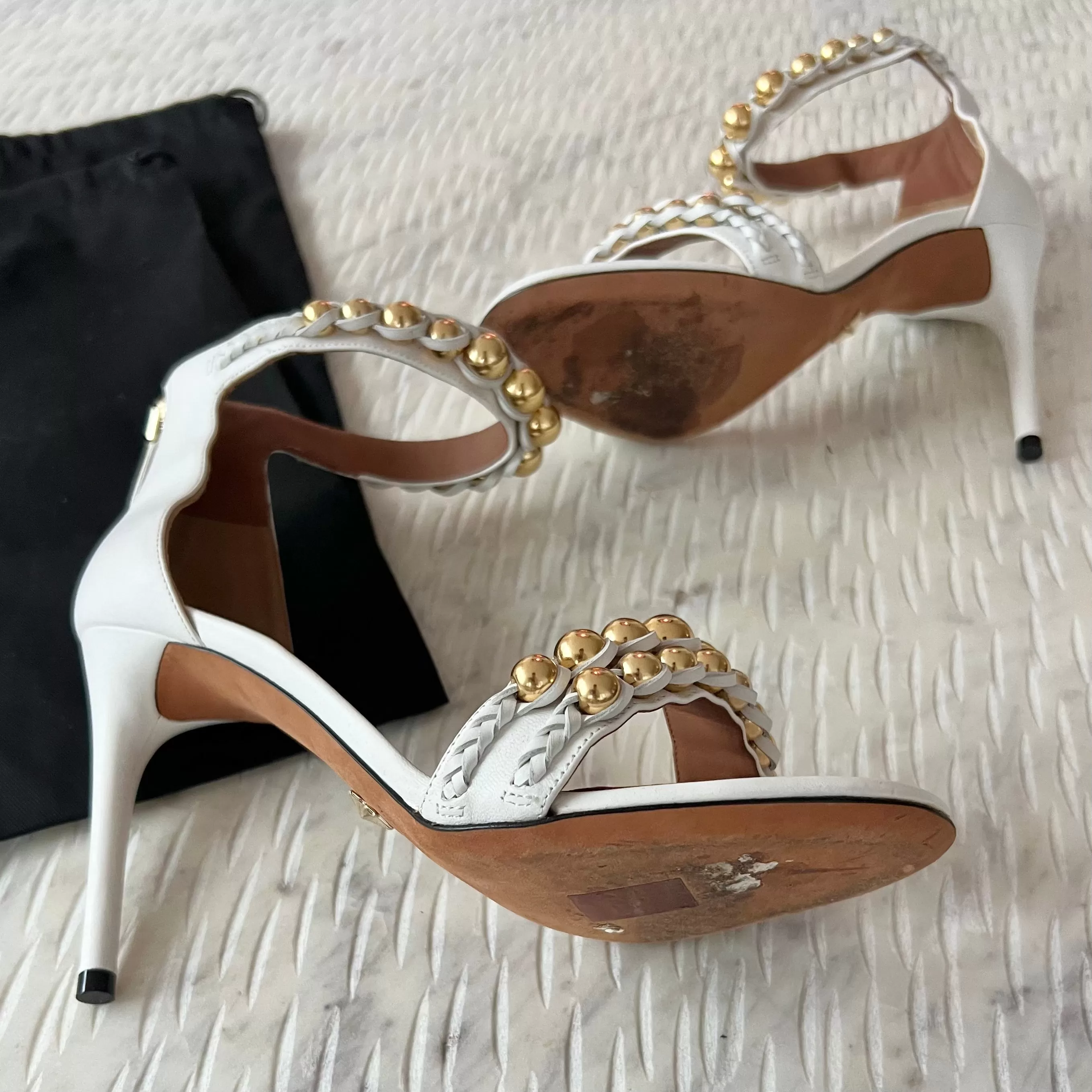 Givenchy White Gold Studded Heels