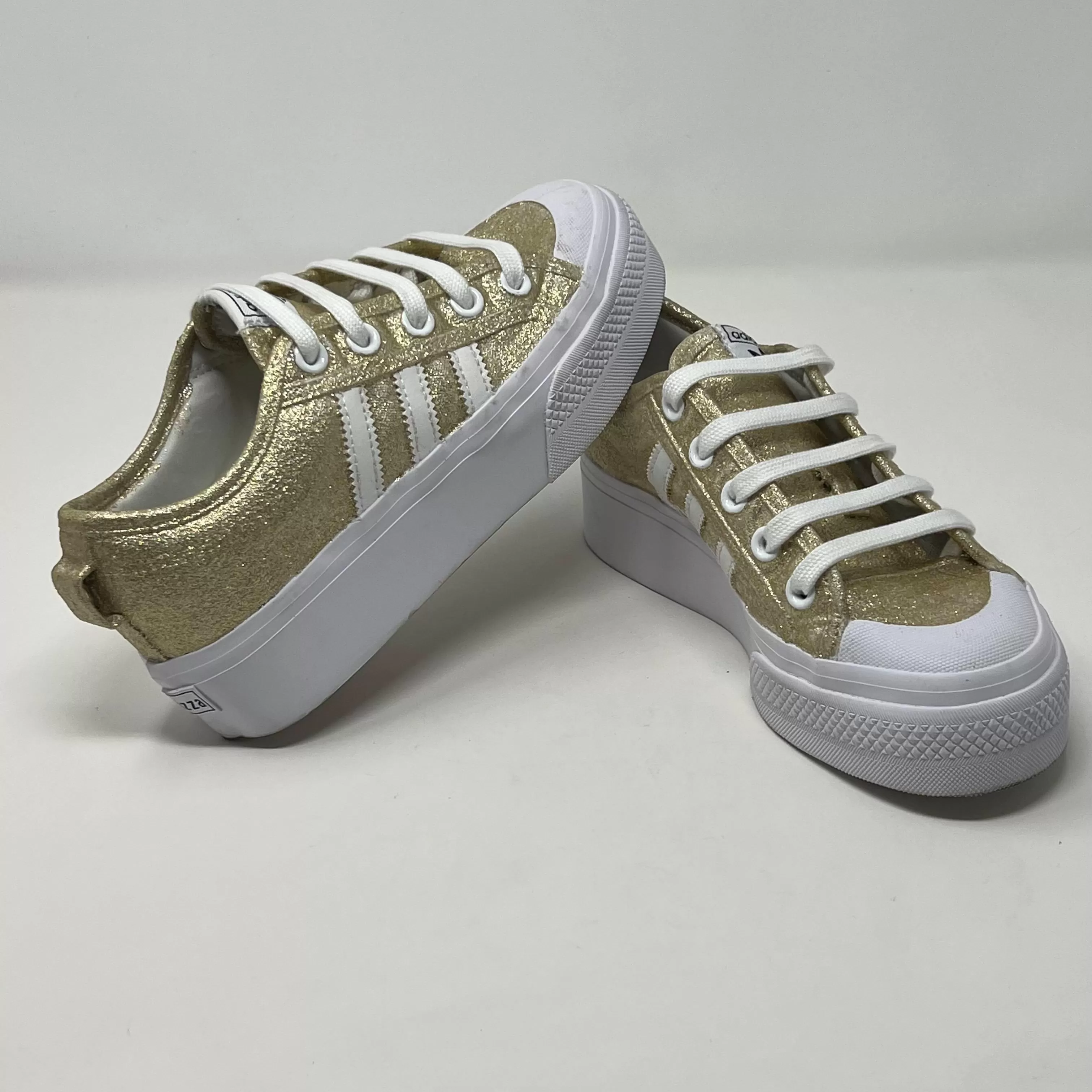 Gold Glitter Adidas Nizza Platform Shoes