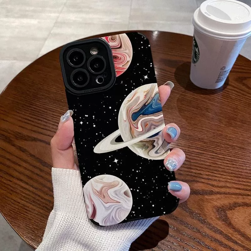 Gorgeous Planet and Stars Cute Phone Case for iPhone 11, 12, 13, 14 Pro Max, XR, XS Max, 7, 8 Plus: A Stunning Cover