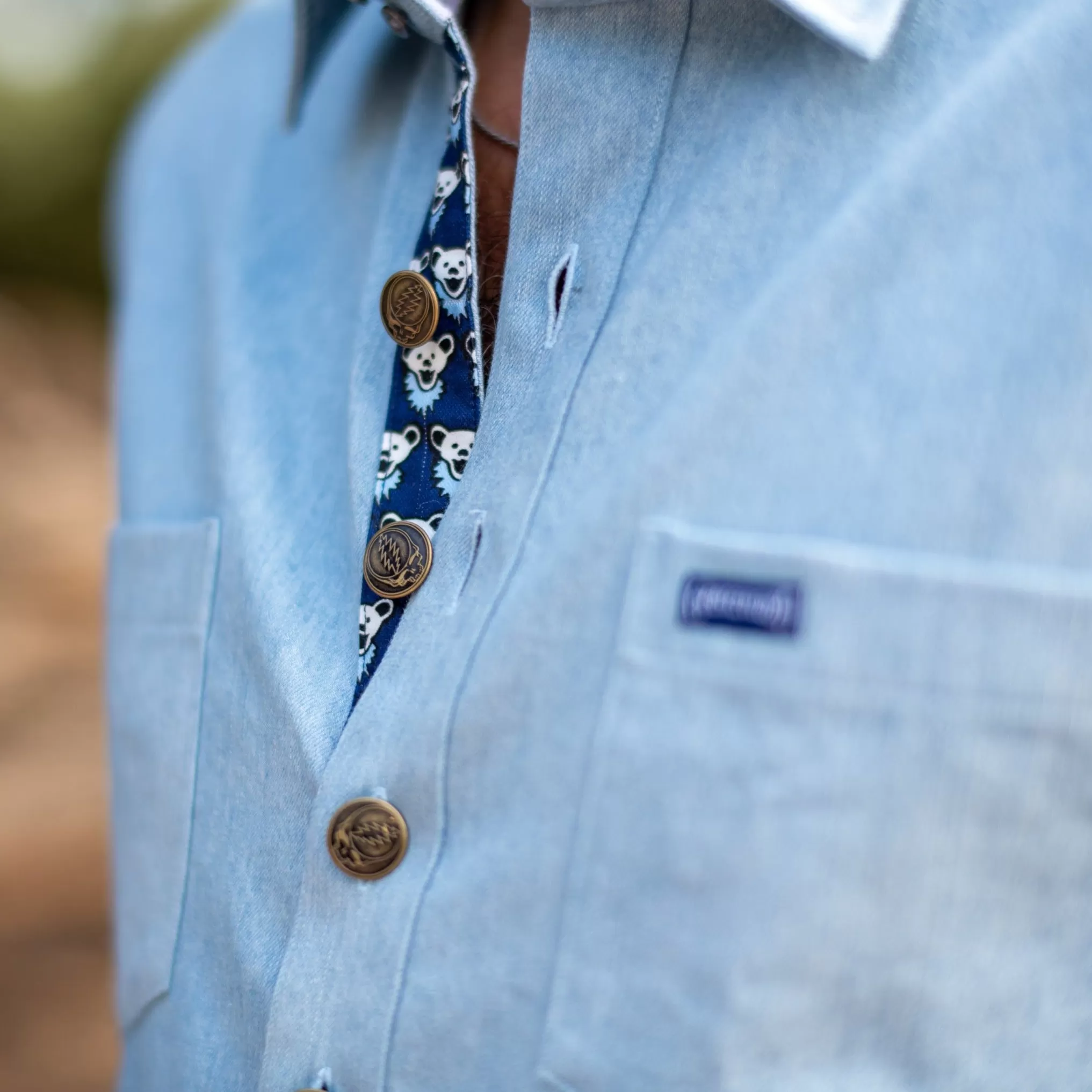 Grateful Dead | Premium Button Down | Denim Bear