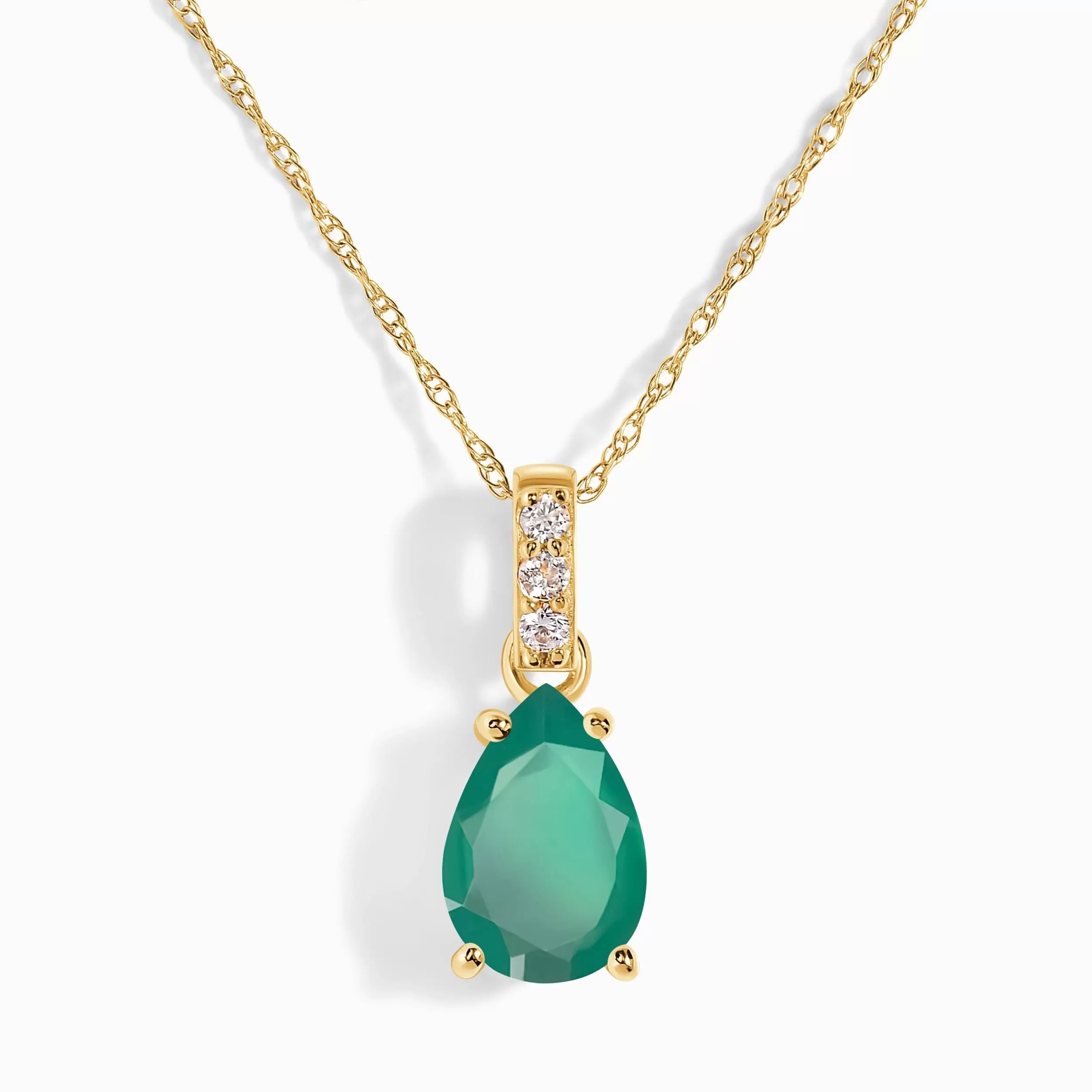 Green Onyx Lab Diamond Necklace Sway - May Birthstone