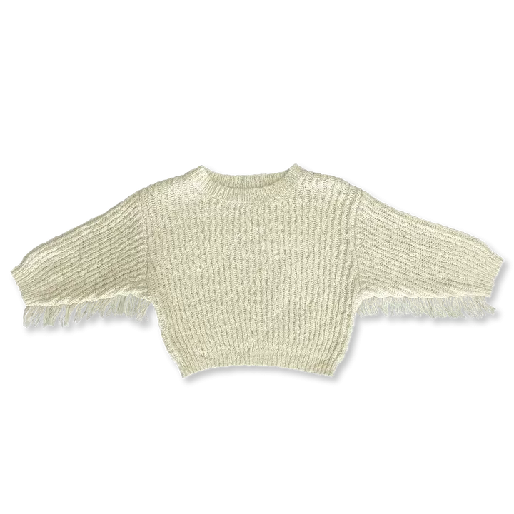 Grown - Slub Yarn Fringe Pull Over - Milk