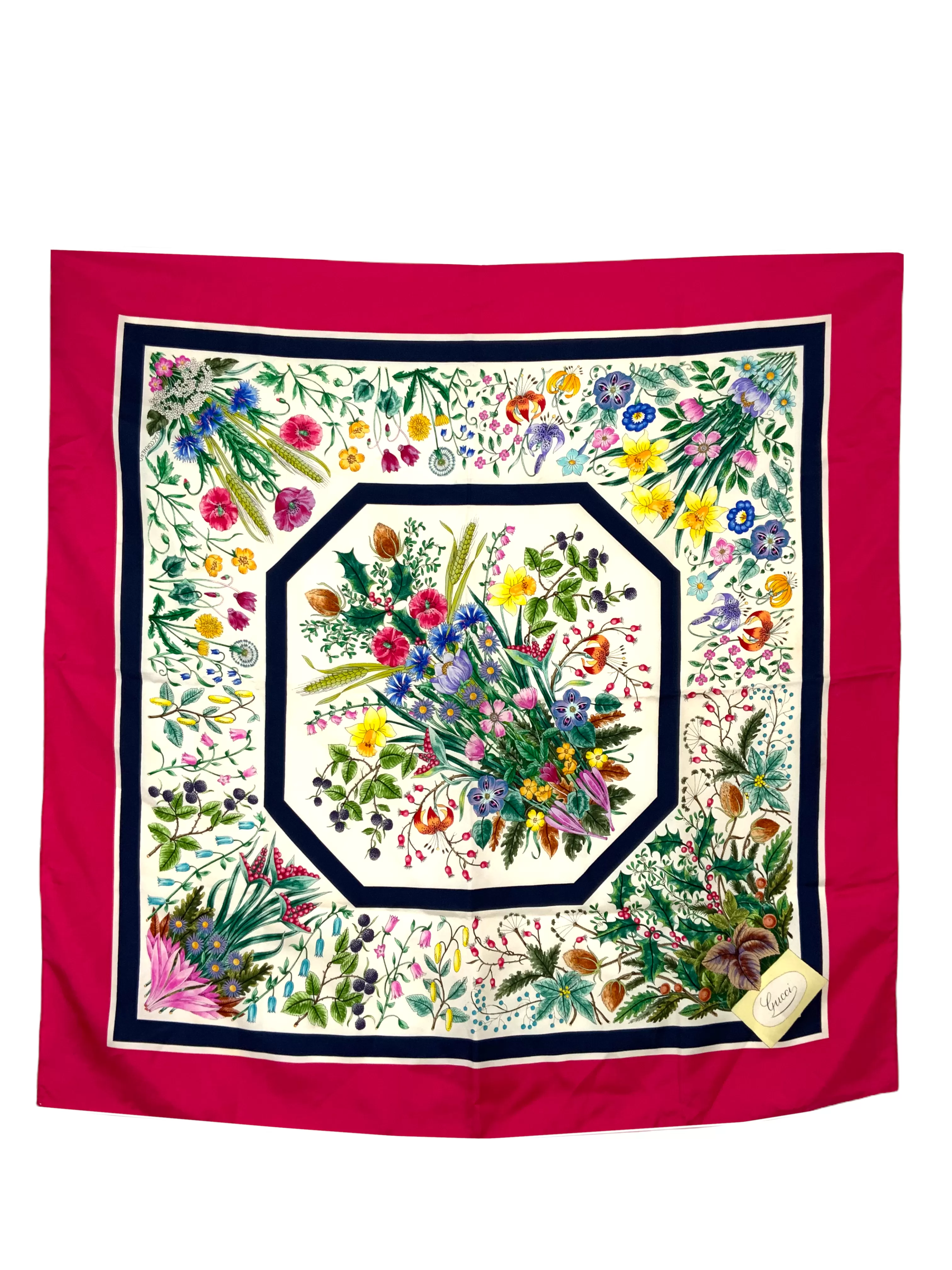 Gucci Flora Print Silk Twill Scarf