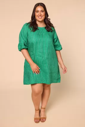 Hazel Linen Short Dress in Emerald City