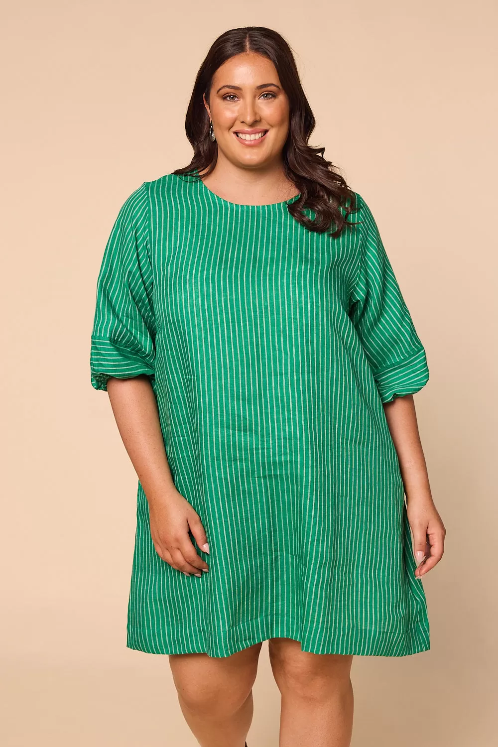 Hazel Linen Short Dress in Emerald City