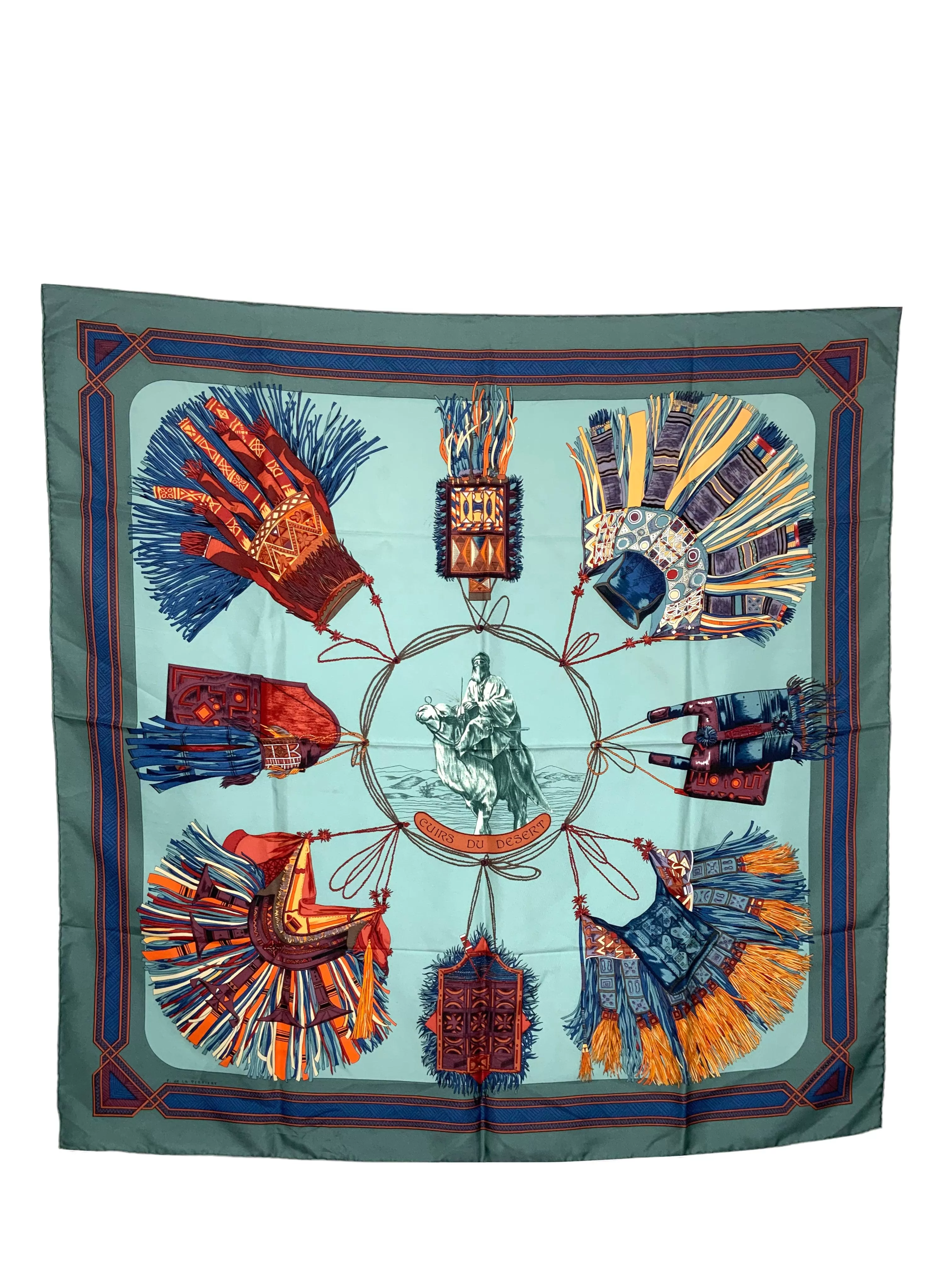 HERMES Cuirs du Desert Silk Scarf 90