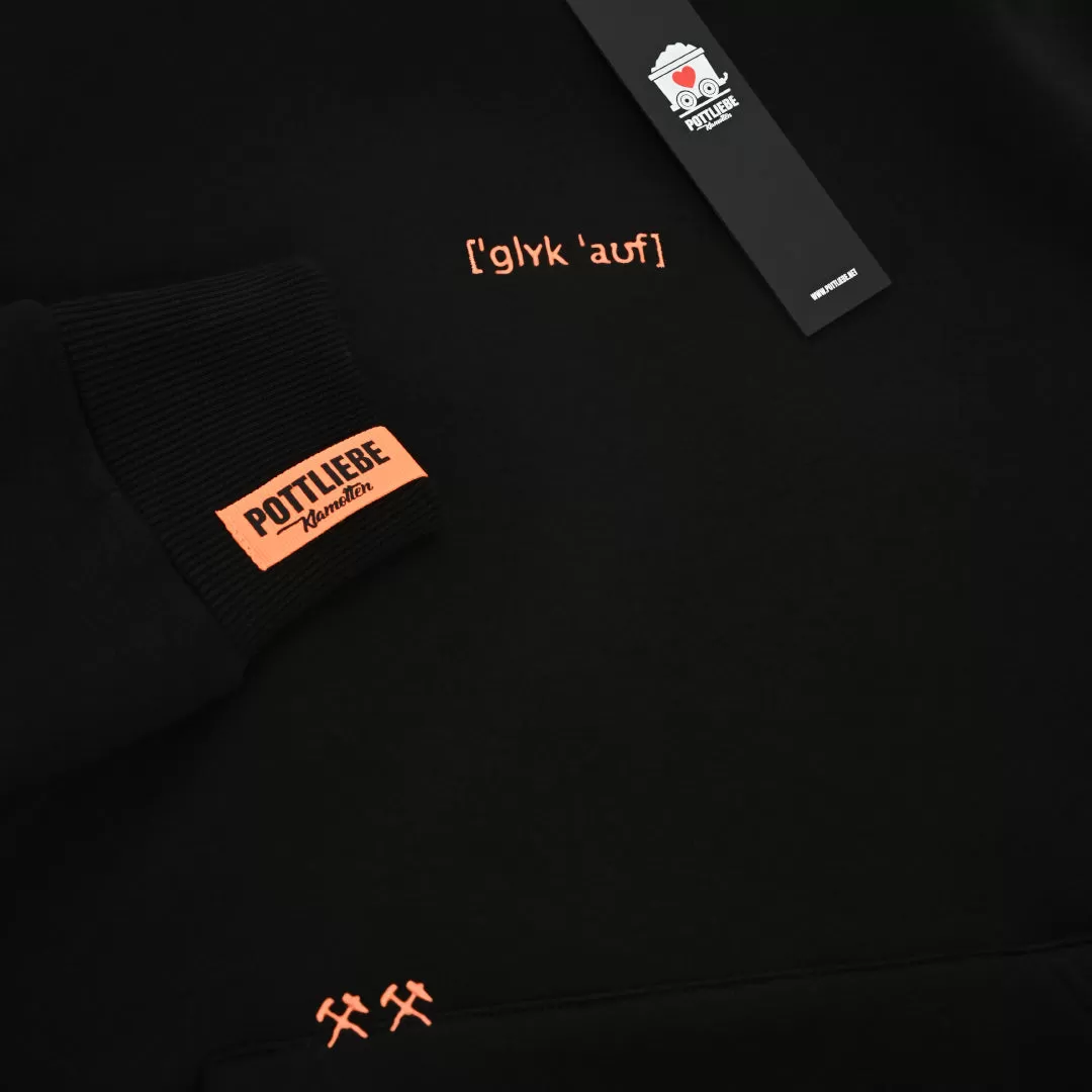 Hoodie "GKÜCK AUF" Schwarz / Orange