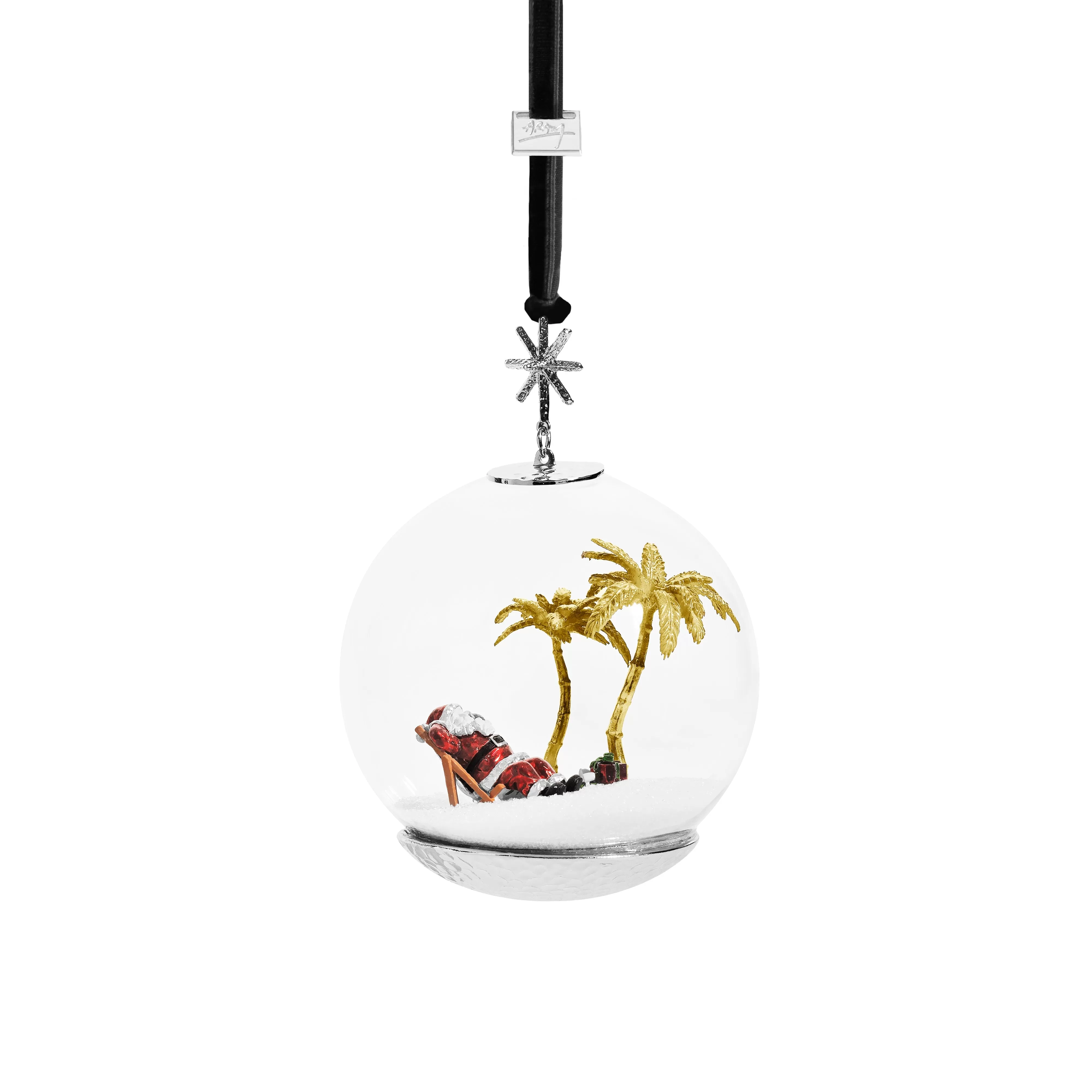 Island Santa Snow Globe Ornament