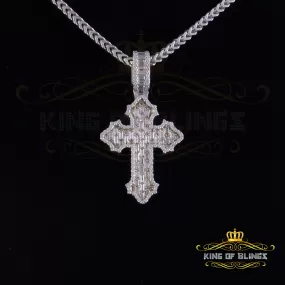 King Of Bling's 3.50ct VVS D Moissanite White Sterling Silver Charm Cross Pendant Men & Women's