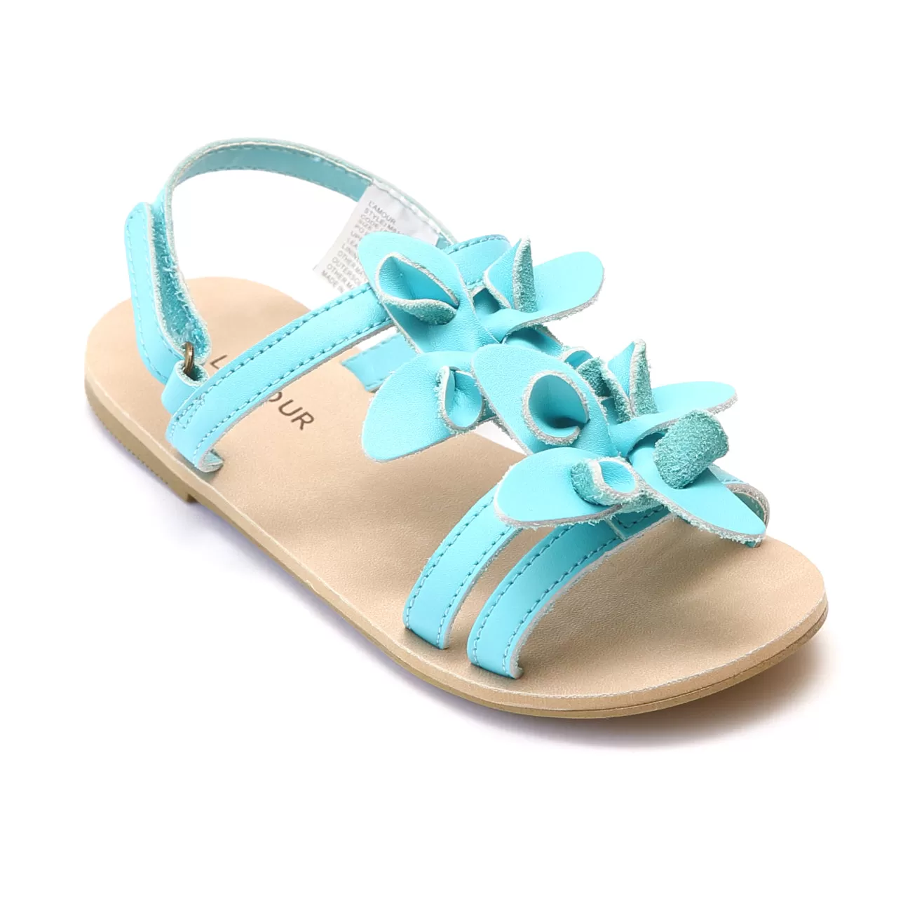 L'Amour Girls Flower Blossom Triple Strap Sandal