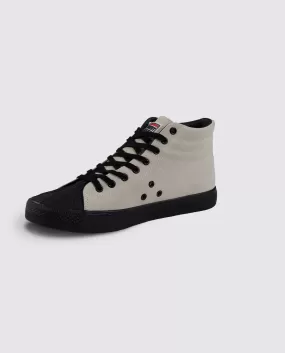 Leather Suede High Top Sneakers Bone