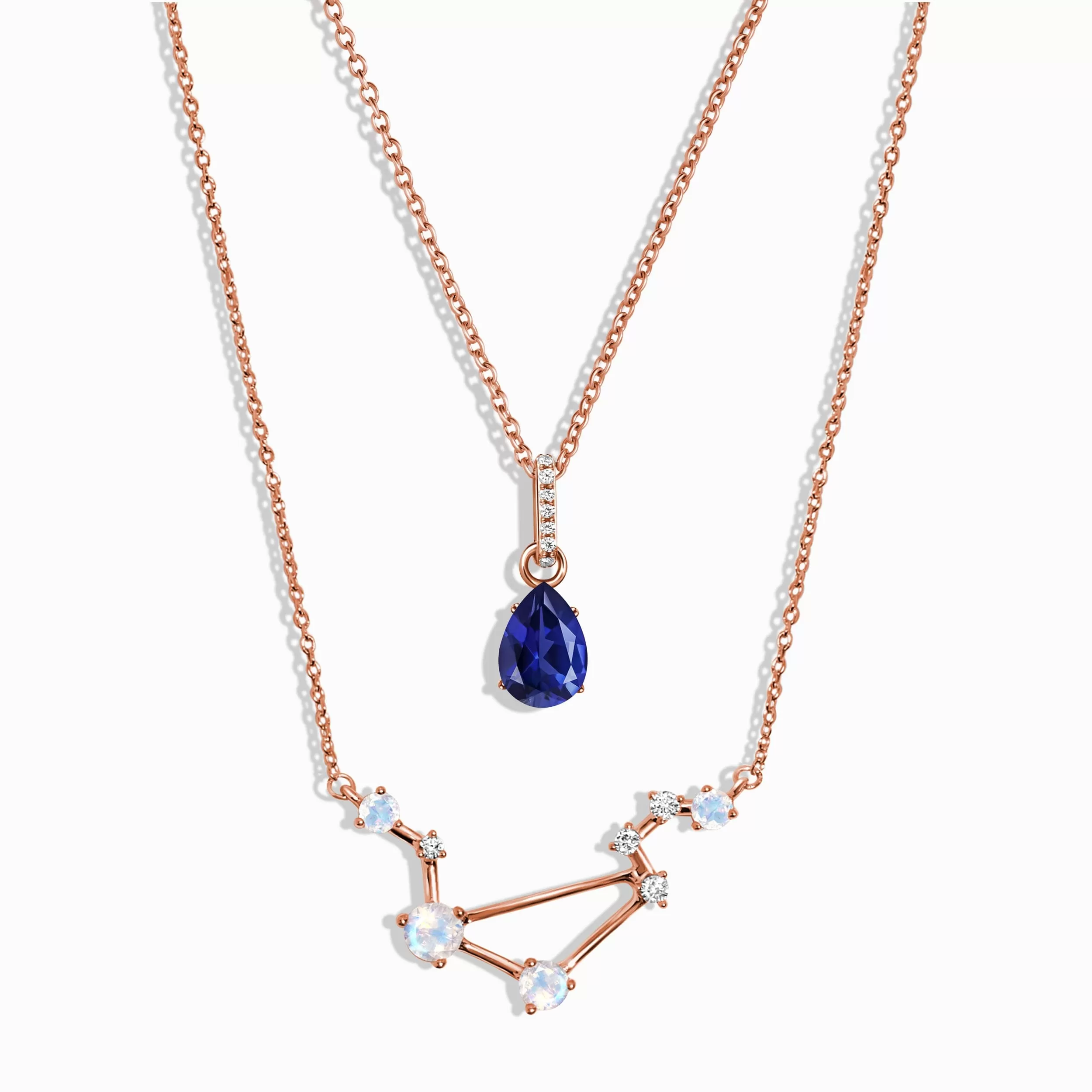 Libra Zodiac Constellation Necklace & Blue Sapphire Sway