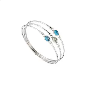 Lolita Blue Topaz & Green Amethyst Bangle in Sterling Silver