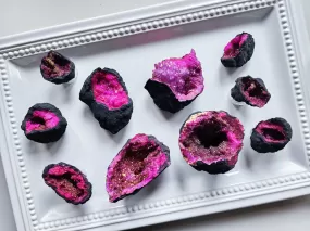 Magenta & Gold Titanium Coated Moroccan Quartz Geode Halves