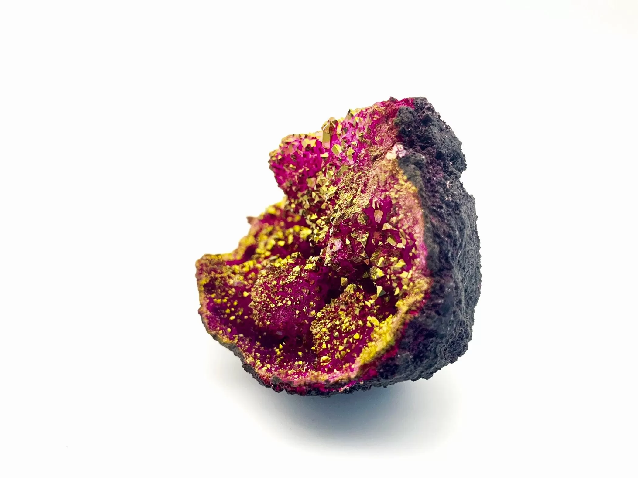 Magenta & Gold Titanium Coated Moroccan Quartz Geode Halves