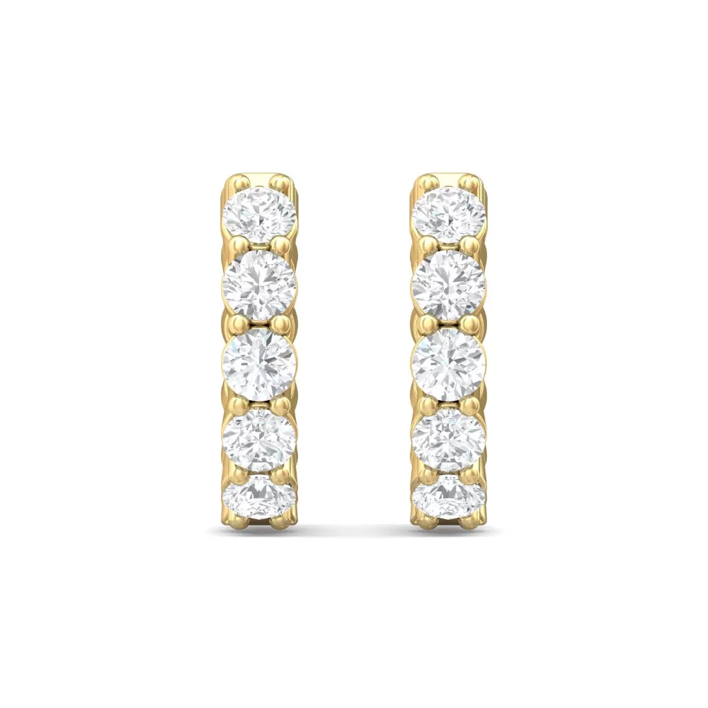 Martin Flyer 14k Gold Diamond Huggie Hoop Earrings