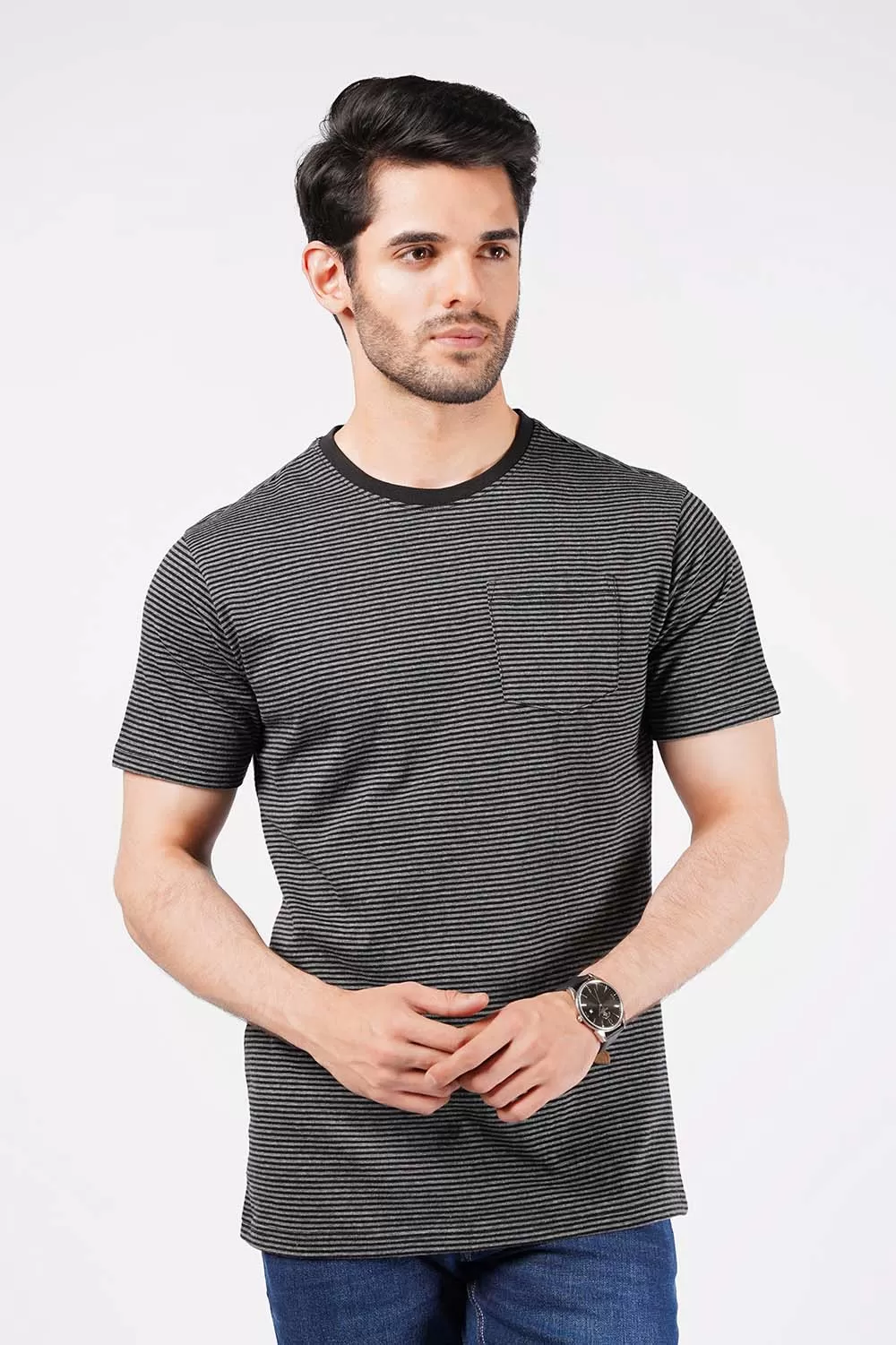 Men's Short Sleeves Yarn Dyed Tee