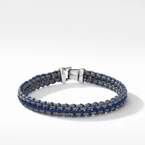 Men's Woven Box Chain Bracelet in Grey