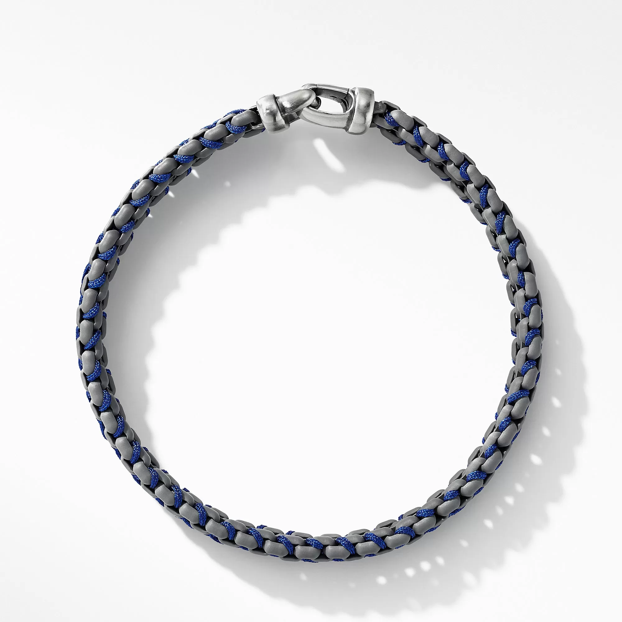 Men's Woven Box Chain Bracelet in Grey