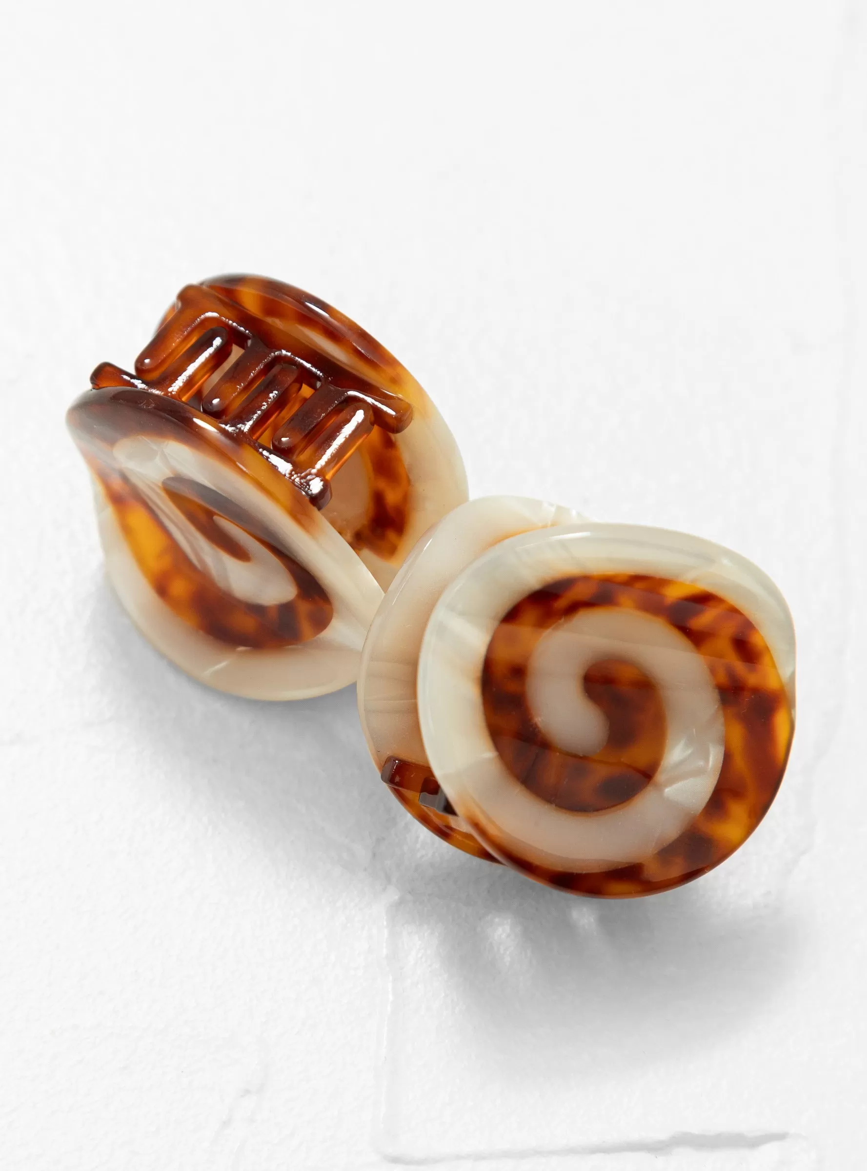 Mini Spiral Claw Set Off White & Brown Tortoiseshell