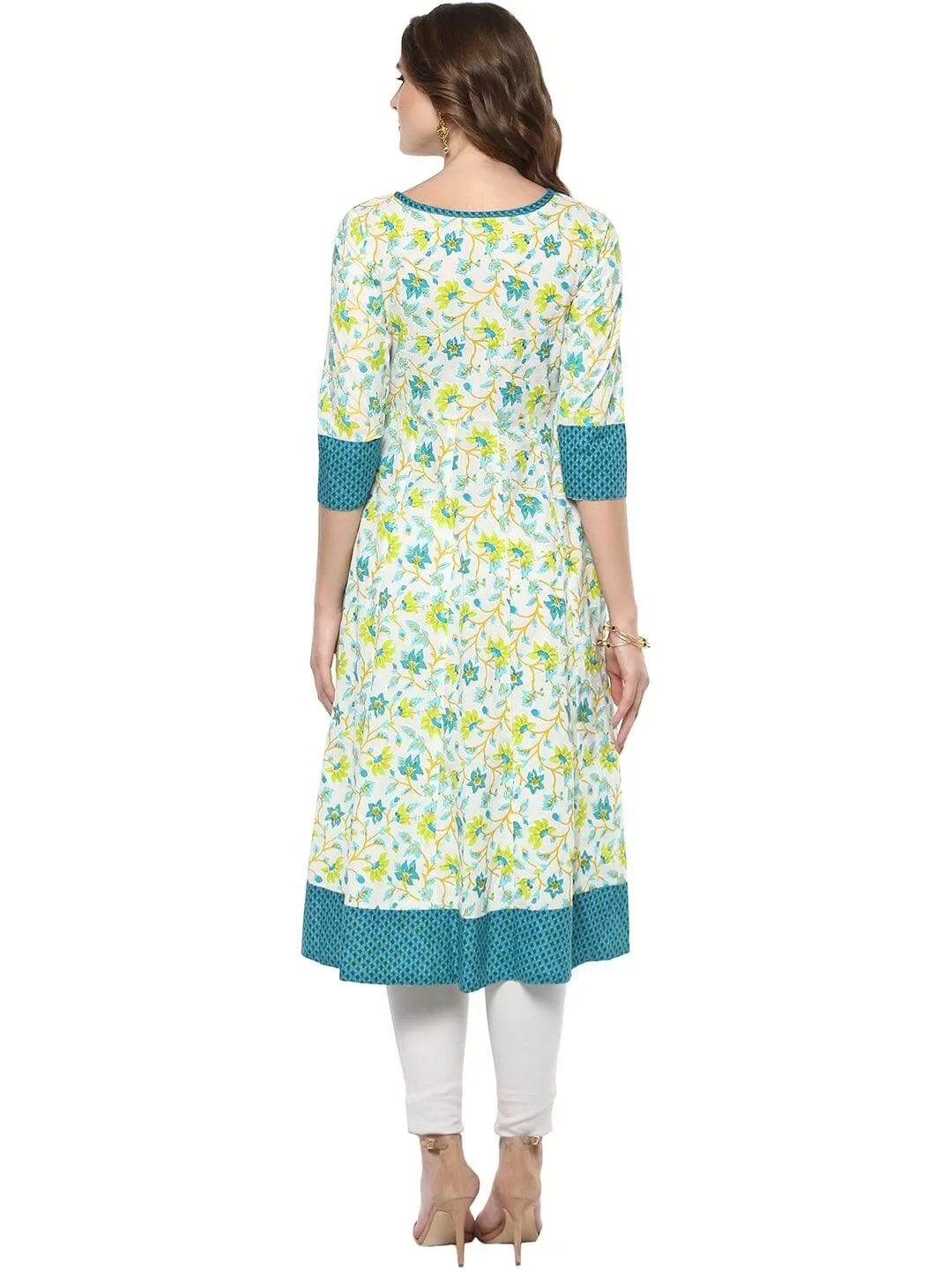 Multicolor Cotton Floral Print Anarkali Kurta