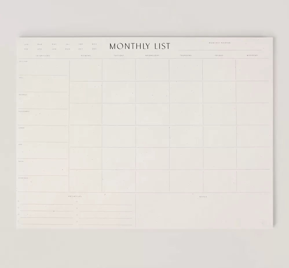 Notepad: Monthly List