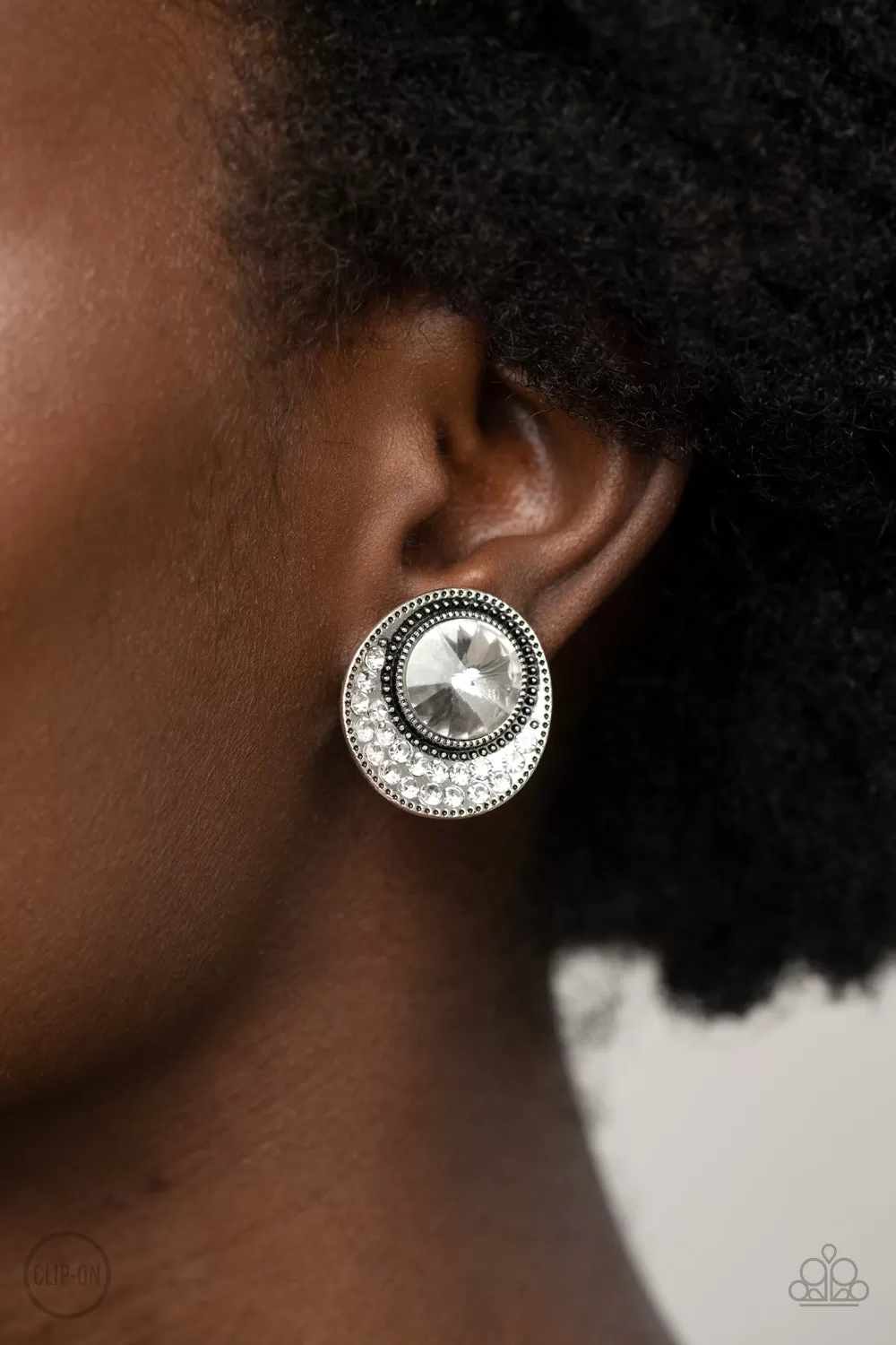 Off The RICHER-Scale - White Clip-On Earring