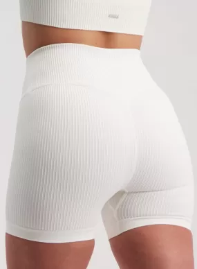 Off-White Ribbed Midi Biker Shorts