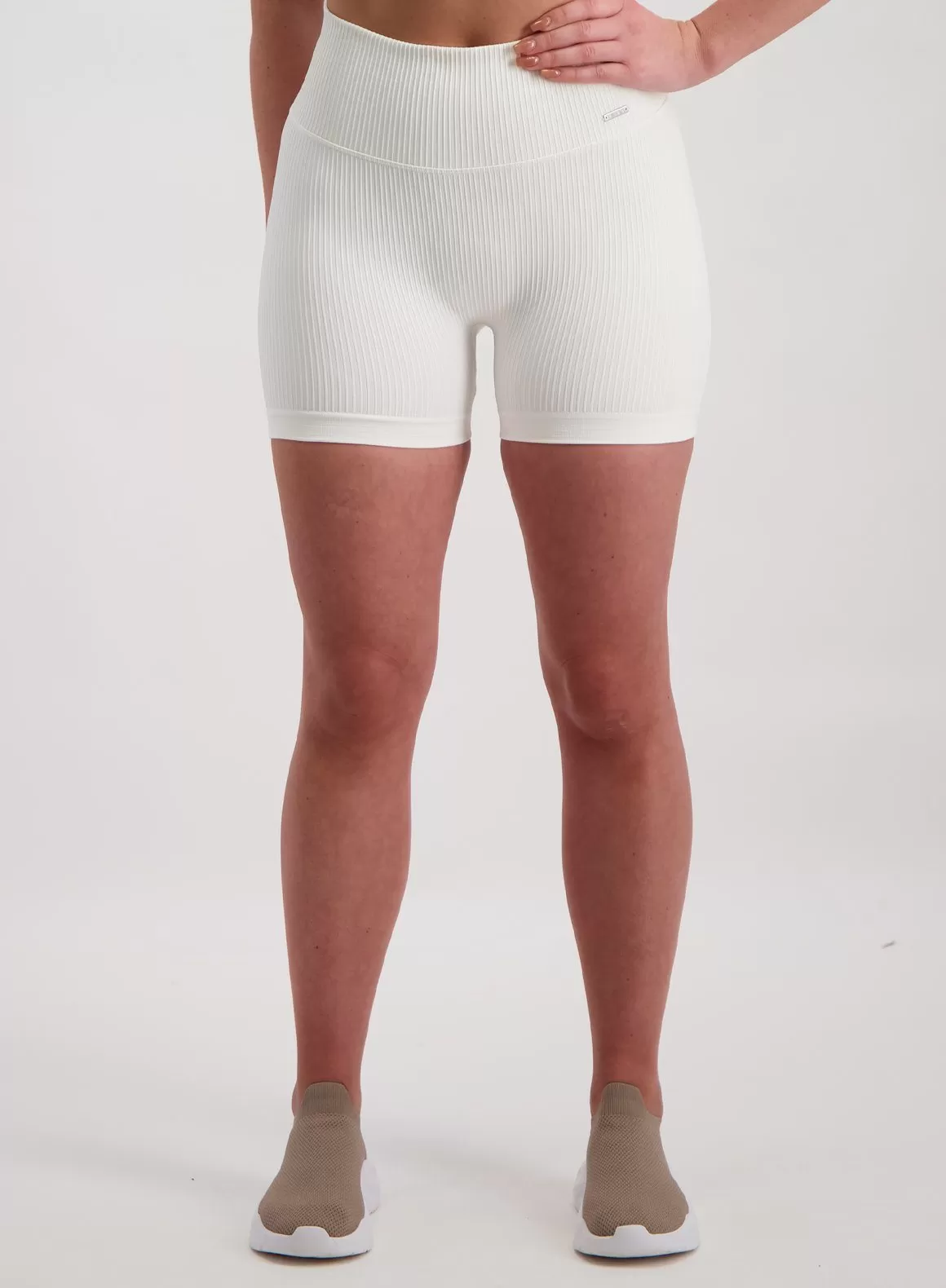 Off-White Ribbed Midi Biker Shorts