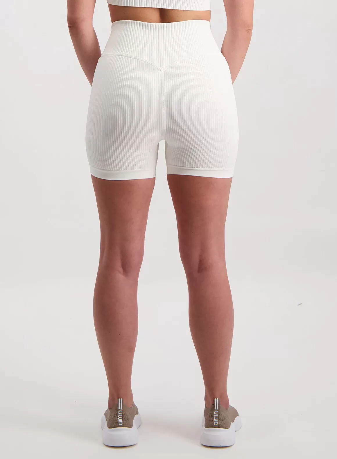 Off-White Ribbed Midi Biker Shorts