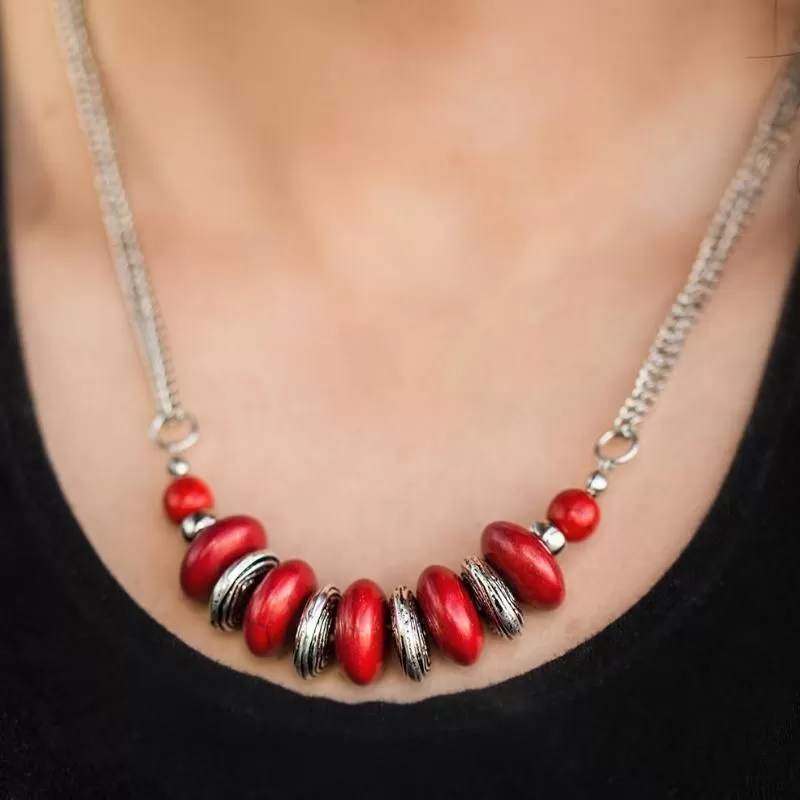 On Mountain Time Red Necklace