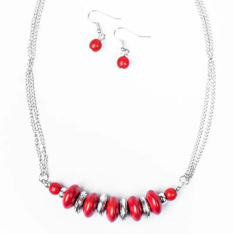 On Mountain Time Red Necklace