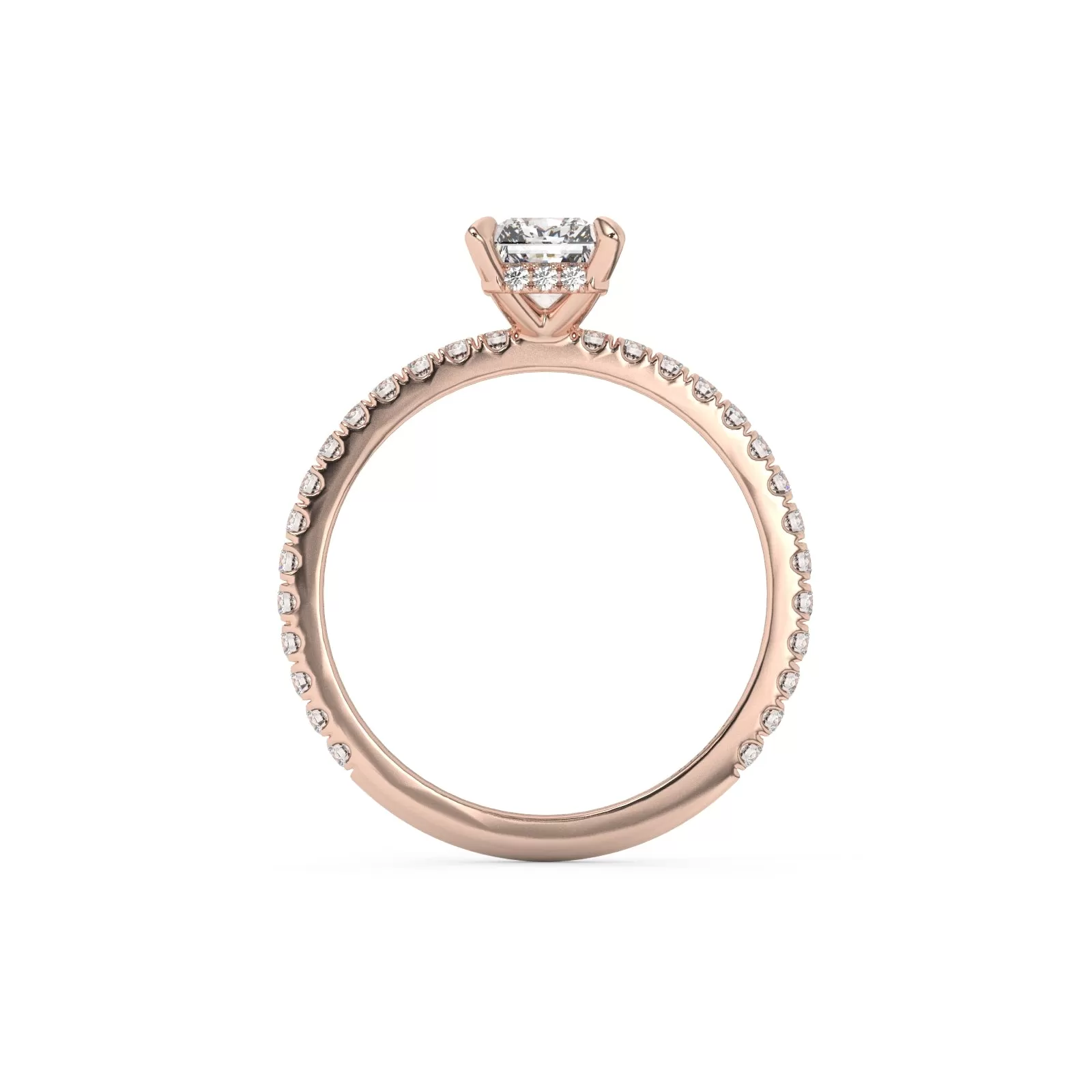 Partial Pave Hidden Halo Radiant Cut Engagement Ring