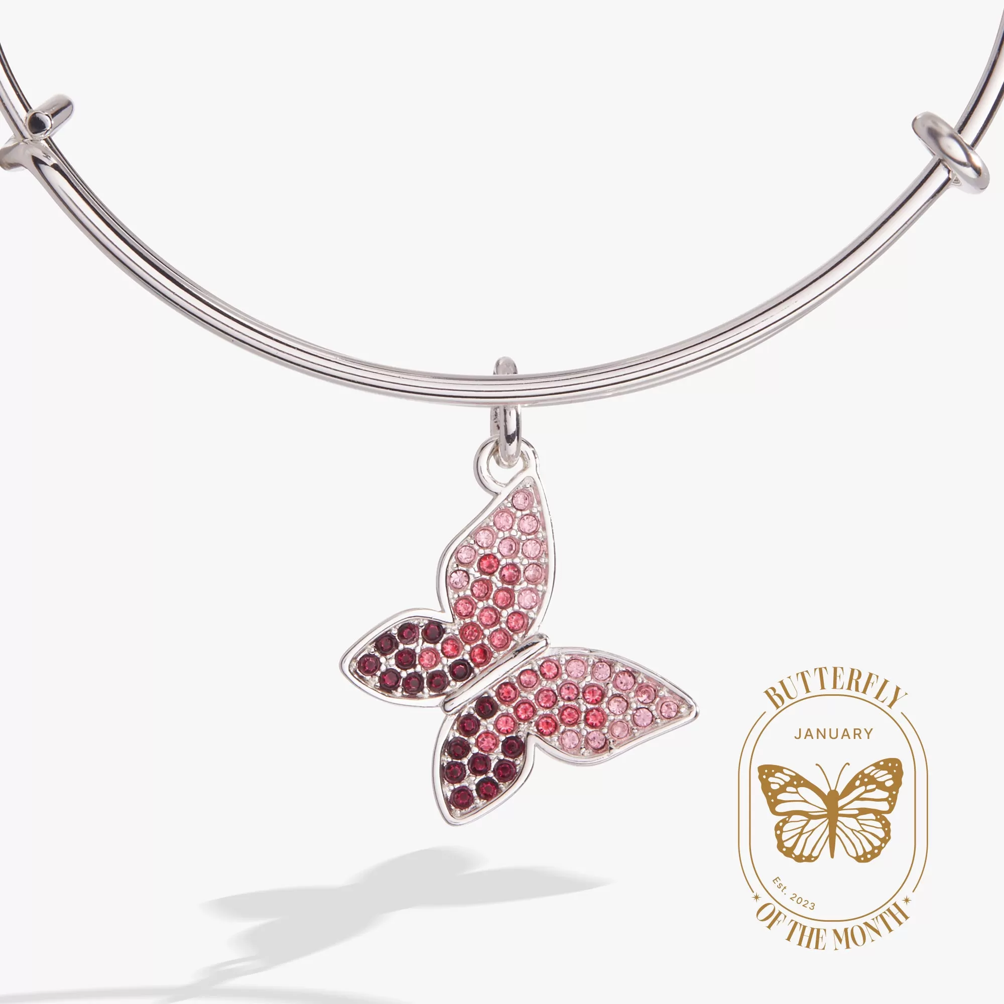 Pavé Butterfly Charm Bangle