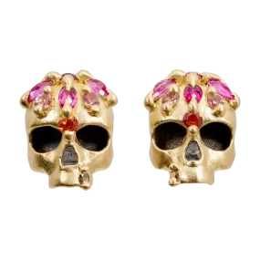 Pink Enchanted City Skull Stud Earrings - Made to Order