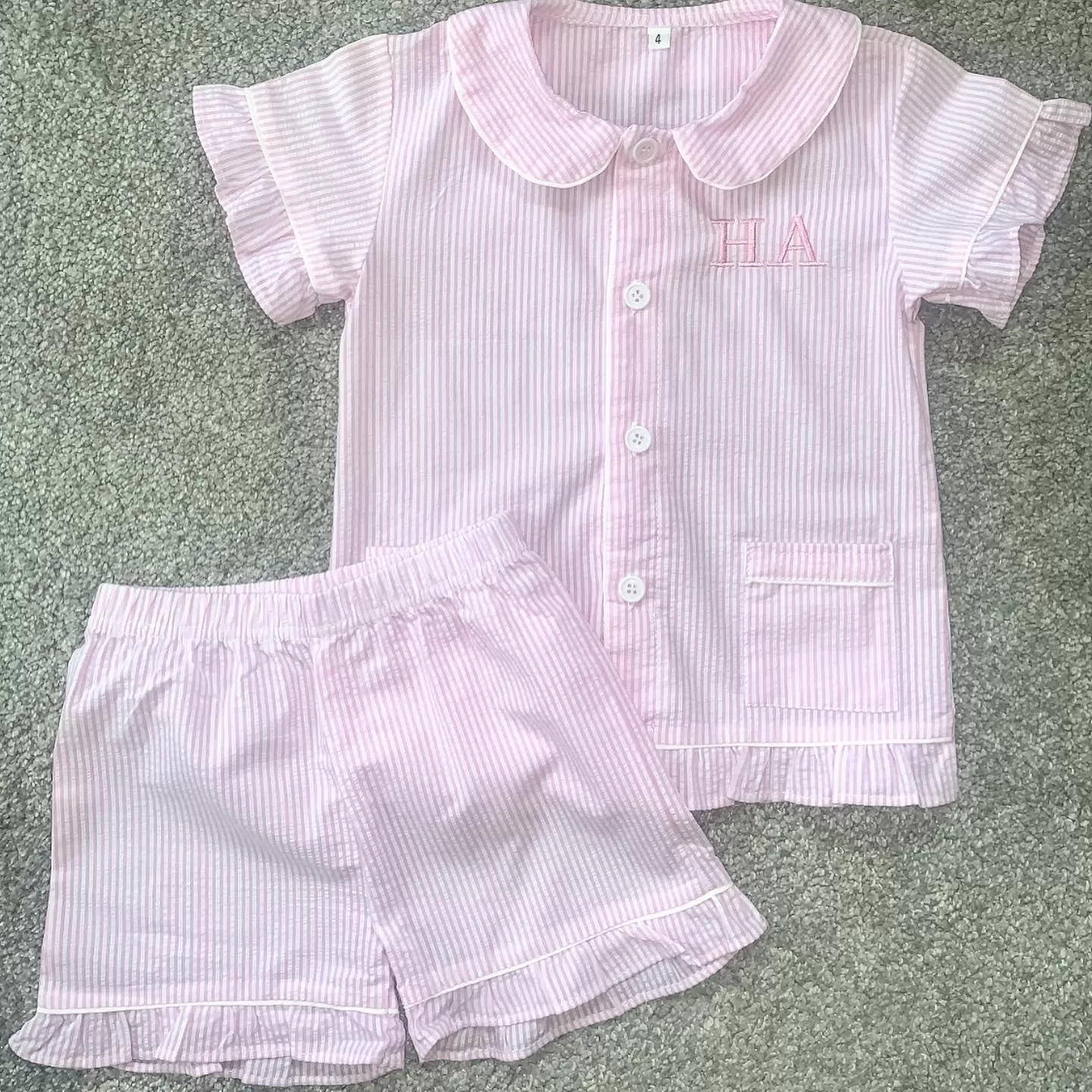 Pink ruffle short pyjamas