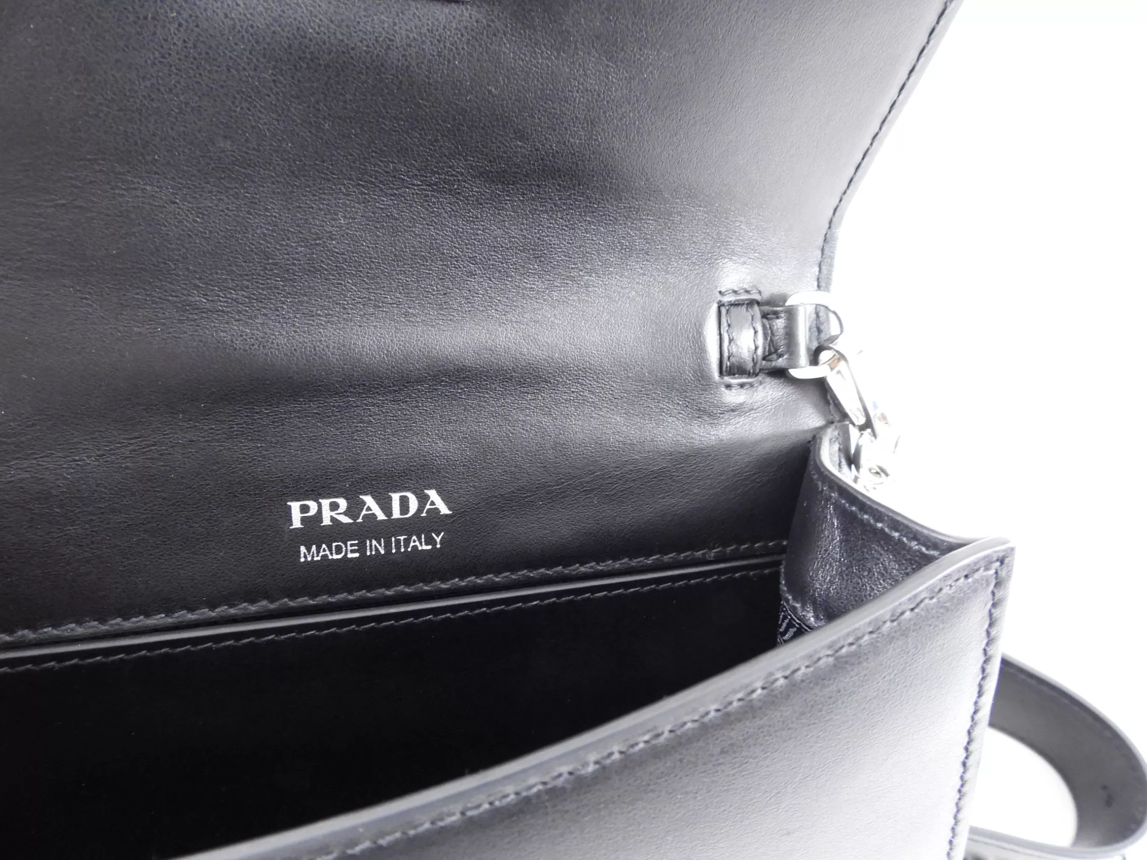 Prada Black and Turuqoise Jewelled City Calf Ribbon Chain Bag