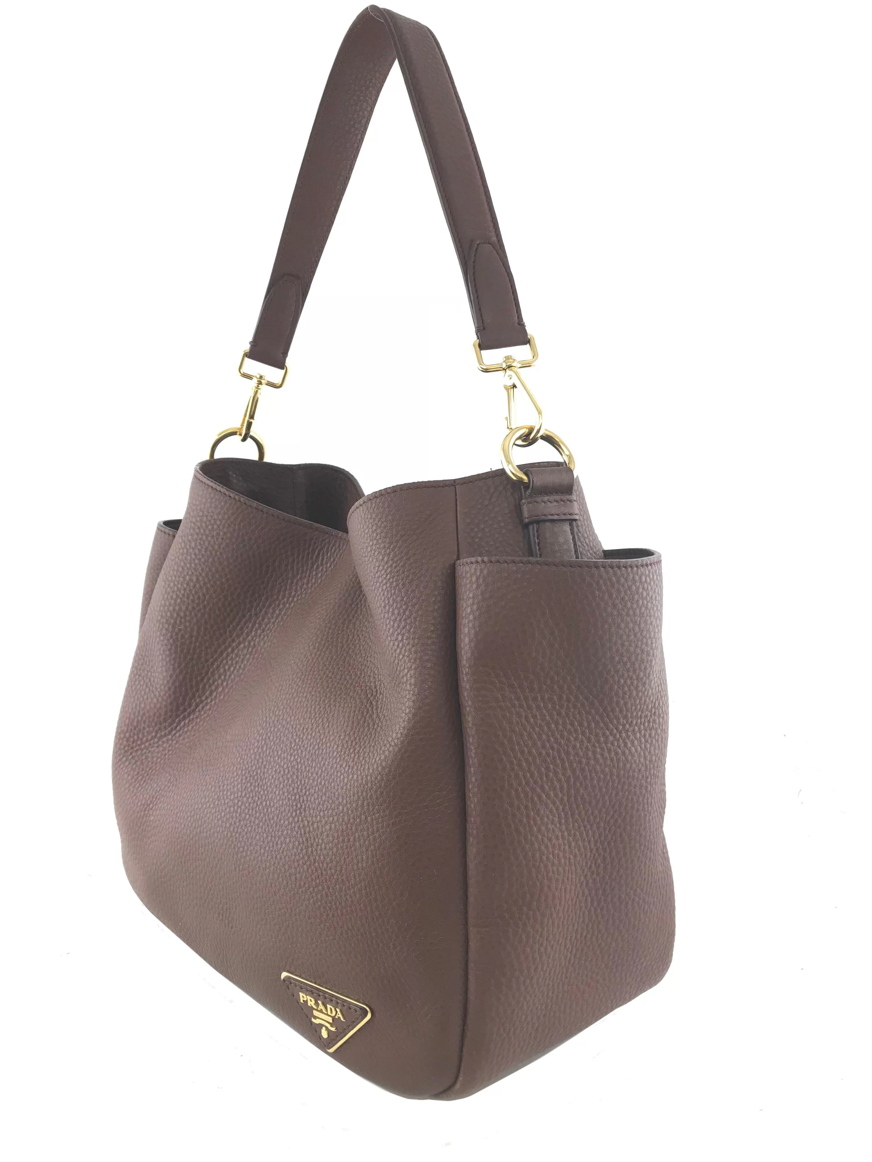 Prada Vitello Daino Leather Side-Pocket Hobo Bag