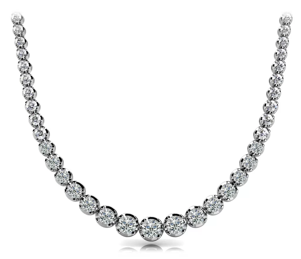 RAIN 15 Carat Diamond Rivera Graduated Necklace in 18K Yellow  Gold Low Base Basket 4 Prong F Color VS1 Clarity BY MIKE NEKTA