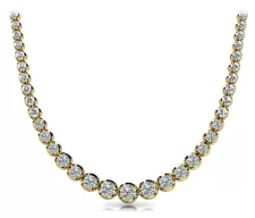 RAIN 15 Carat Diamond Rivera Graduated Necklace in 18K Yellow  Gold Low Base Basket 4 Prong F Color VS1 Clarity BY MIKE NEKTA