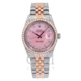 Rolex Datejust 16030 36MM Pink Diamond Dial With 8.25 CT Diamonds