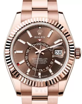 ROLEX OYSTER PERPETUAL SKY-DWELLER 336935 42MM CHOCOLATE INDEX DIAL WITH ROSE GOLD OYSTER BRACELET