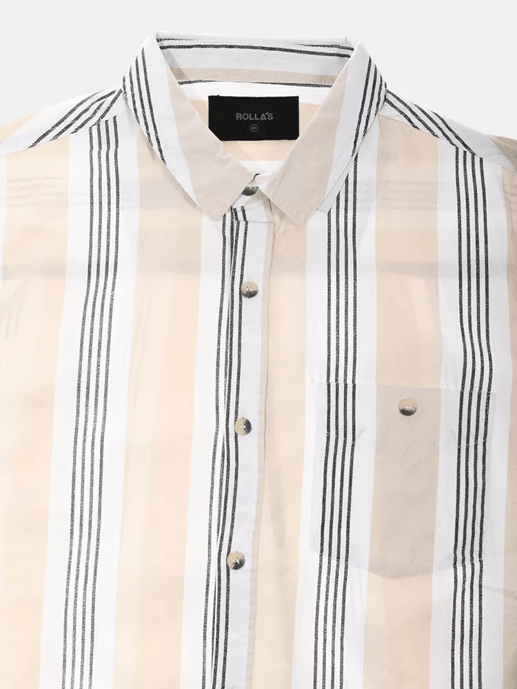 Rollas Men At Work Stripe Shirt - Natural