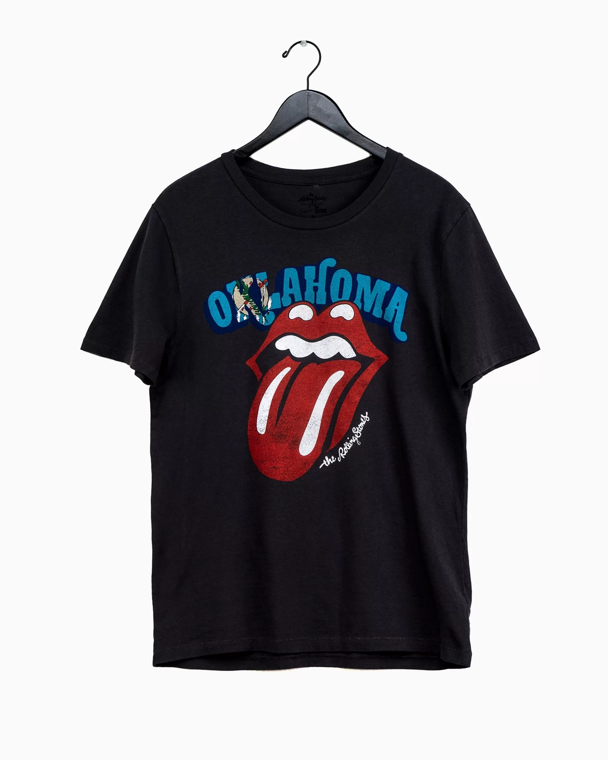 Rolling Stones Oklahoma Flag Rocker Off Black Tee