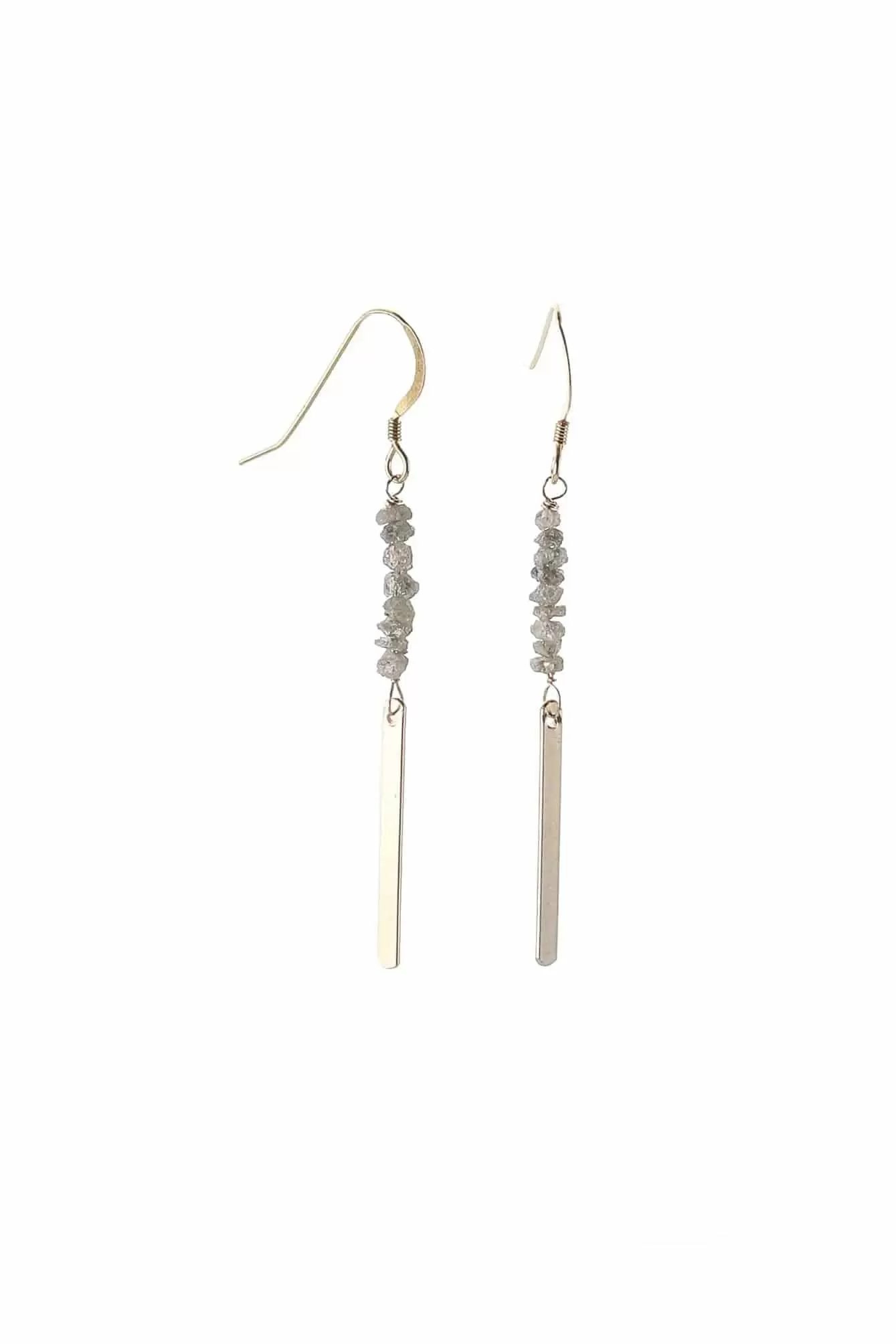 Rough Cut Diamond Bar Earrings