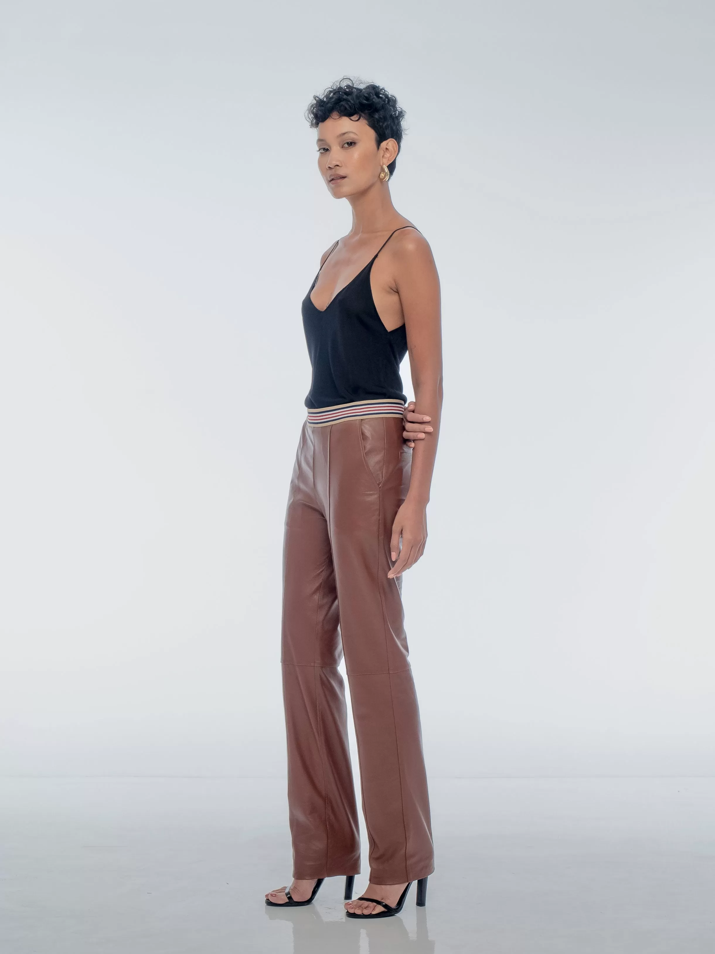 SANTORINI LEATHER PANT - WHISKEY