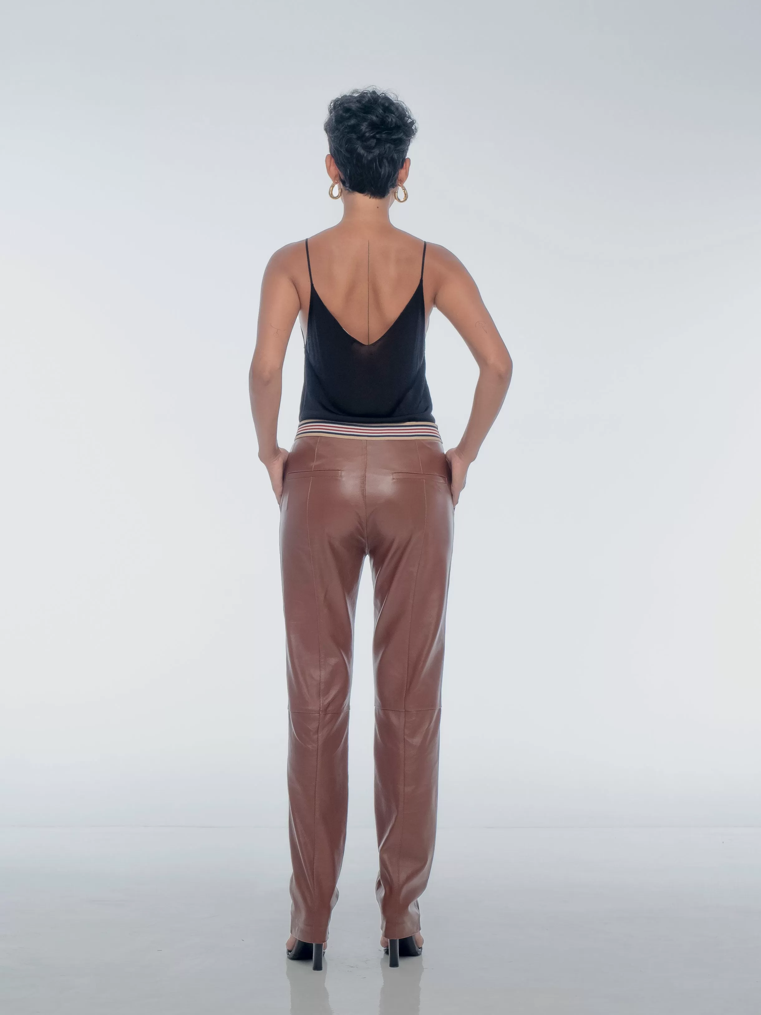 SANTORINI LEATHER PANT - WHISKEY