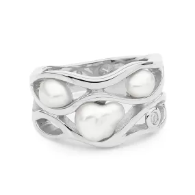 Seedless Pearl and Diamond Ring