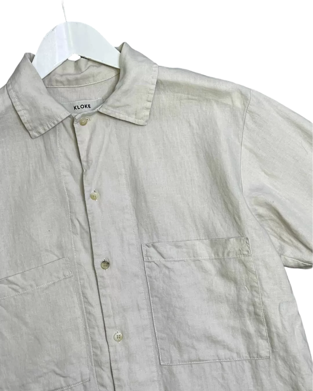 Size XS - Kloke Ecru Map Linen Shirt